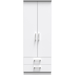 Crowndale Devon Ready Assembled 2 Door 2 Drawer White Matt Wardrobe - Size: 2 Door, 2 Drawer - Wilko - thumbnail 3