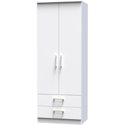 Crowndale Devon Ready Assembled 2 Door 2 Drawer White Matt Wardrobe - Size: 2 Door, 2 Drawer - Wilko - thumbnail 5