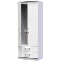 Crowndale Devon Ready Assembled 2 Door 2 Drawer White Matt Wardrobe - Size: 2 Door, 2 Drawer - Wilko - thumbnail 7