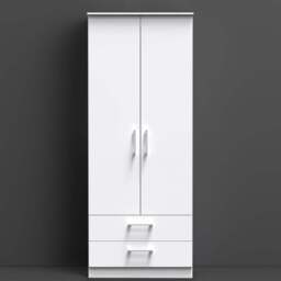 Crowndale Devon Ready Assembled 2 Door 2 Drawer White Matt Wardrobe - Size: 2 Door, 2 Drawer - Wilko - thumbnail 1