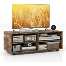 Costway 4 Shelf Rustic Brown TV Unit - Size: 101 x 51 x 13cm - Wilko - thumbnail 4