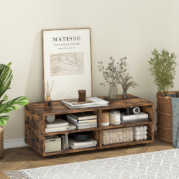 Costway 4 Shelf Rustic Brown TV Unit - Size: 101 x 51 x 13cm - Wilko - thumbnail 5