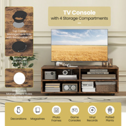 Costway 4 Shelf Rustic Brown TV Unit - Size: 101 x 51 x 13cm - Wilko - thumbnail 7