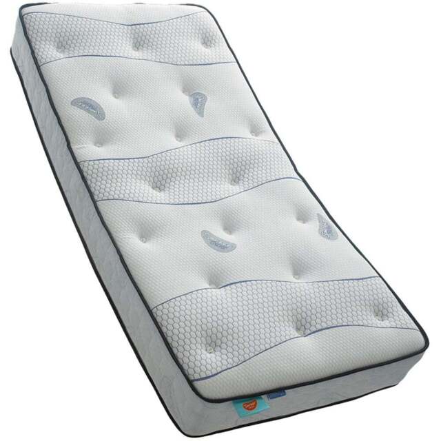 Sareer Matrah Small Single Cool Blue Memory Foam Open Coil Mattress - White - Wilko - image 1