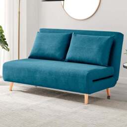 Furniturebox Billie 2 Seater Blue Sofa Bed - Wilko