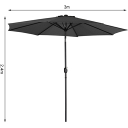 Living and Home Black Crank and Tilt Parasol 3m - Wilko - thumbnail 7
