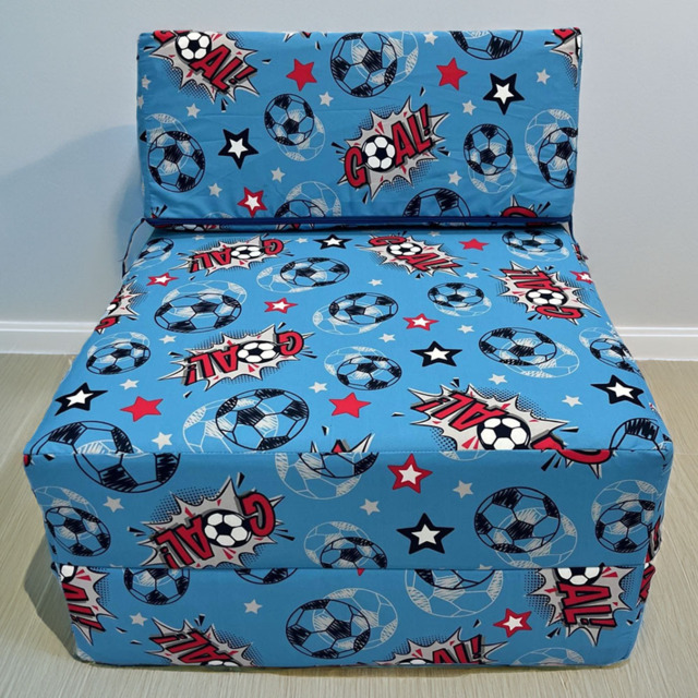 Kaikoo Single Blue Goal Print Foldable Chair Bed - Wilko - image 1