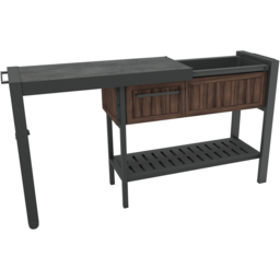 Keter Signature Single Drawer Single Shelf Rosewood Extendable Hosting Party Table Station - Size: 90 x 112 x 43cm - Wilko - thumbnail 1