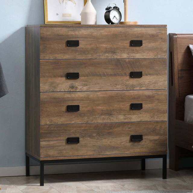 Portland 4 Drawer Brown Chest of Drawers - Wilko - image 1