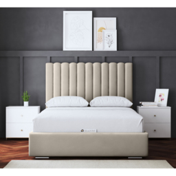 DS Living Evangeline Double Cream Upholstered Bed Frame with Headboard - Wilko - thumbnail 5