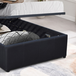 Comfy Living Small Black Faux Leather Ottoman Bed Frame with LED - Size: Single - Wilko - thumbnail 7