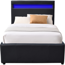 Comfy Living Small Black Faux Leather Ottoman Bed Frame with LED - Size: Single - Wilko - thumbnail 3