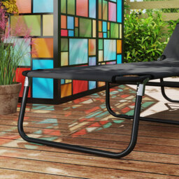 Outsunny Set of 2 Black 5 Level Adjustable Folding Sun Lounger - Size: 28 x 56 x 190cm - Wilko - thumbnail 4
