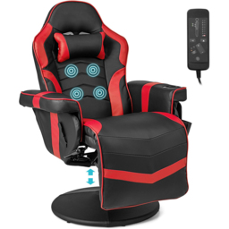 Costway Red Massage Gaming Chair with Cup Holder - Size: 100 x 65 x 44cm - Wilko - thumbnail 3