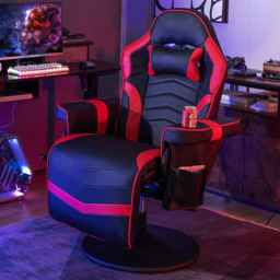 Costway Red Massage Gaming Chair with Cup Holder - Size: 100 x 65 x 44cm - Wilko