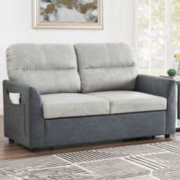 Home Detail Dennis 2 Seater Light and Dark Grey Pull Out Sofa Bed - Wilko