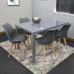 Kosy Koala 4 Seater Faux Leather Glass Dining Set Grey - Wilko - thumbnail 1