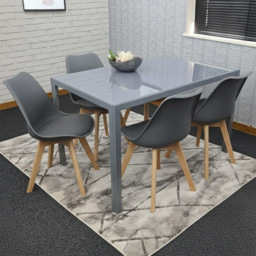 Kosy Koala 4 Seater Faux Leather Glass Dining Set Grey - Wilko - thumbnail 3