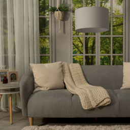 ValueLights Reni Grey Fabric Medium Drum Shade - Size: 35 x 20 x 35cm - Wilko - thumbnail 6
