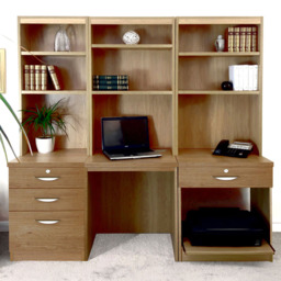 R White Cabinets SET-14-IN-EO Desk Drawer Printer Unit and Hutch Bookcase Home Office Furniture Set - Size: 182 x 170 x 54cm - Brown - Wilko - thumbnail 1