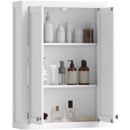 HOMCOM 2 Door White Wall Mounted Bathroom Wall Storage Cabinet - Size: 84 x 20 x 61cm - Wilko - thumbnail 3