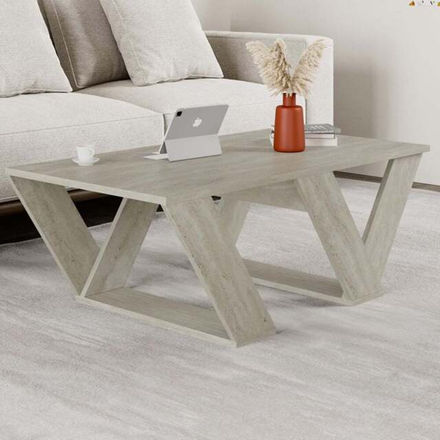 Decortie Pipra Travertine Wood Modern Coffee Table - Size: 40 x 110 x 60cm - Cream - Wilko - image 1
