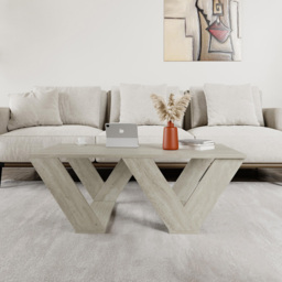 Decortie Pipra Travertine Wood Modern Coffee Table - Size: 40 x 110 x 60cm - Cream - Wilko - thumbnail 5