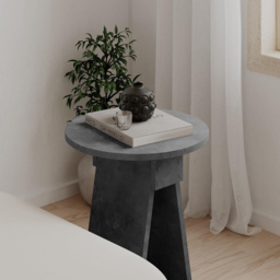 Decortie Chen Round Side Table with Retro Grey Sculptural Base - Size: 50 x 42 x 42cm - Wilko - thumbnail 4