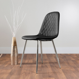 Furniturebox Elissa Solara Marble Effect 2 Seater Round Dining Set White Black and Chrome - Wilko - thumbnail 4