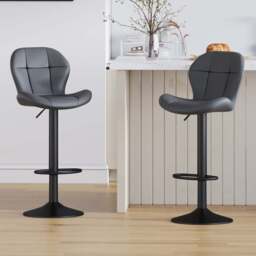 Stella Grey Height Adjustable Bar Stool with Footrest Set of 2 - MCC - Wilko - thumbnail 1