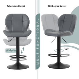 Stella Grey Height Adjustable Bar Stool with Footrest Set of 2 - MCC - Wilko - thumbnail 5