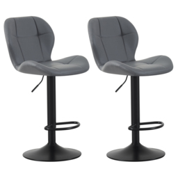 Stella Grey Height Adjustable Bar Stool with Footrest Set of 2 - MCC - Wilko - thumbnail 3