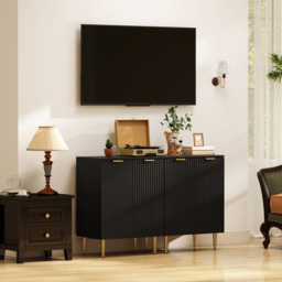 HOMCOM 2 Door Black Sideboard Buffet Cabinet - Size: 16 x 48 x 87cm - Wilko - thumbnail 5