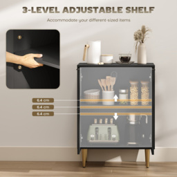 HOMCOM 2 Door Black Sideboard Buffet Cabinet - Size: 16 x 48 x 87cm - Wilko - thumbnail 6