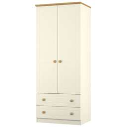 Crowndale Warwick 2 Door 2 Drawer Cream Ash and Oak Double Wardrobe - Size: 2 Door, 2 Drawer - Wilko - thumbnail 5