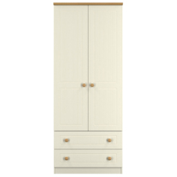Crowndale Warwick 2 Door 2 Drawer Cream Ash and Oak Double Wardrobe - Size: 2 Door, 2 Drawer - Wilko - thumbnail 3
