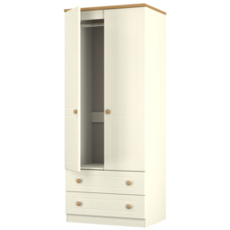Crowndale Warwick 2 Door 2 Drawer Cream Ash and Oak Double Wardrobe - Size: 2 Door, 2 Drawer - Wilko - thumbnail 6