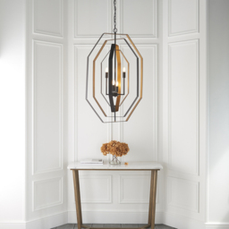 Merano Macerata Aged Bronze and Antique Gold Pendant Light - Size: 64 x 64 x 258cm - Wilko - thumbnail 7