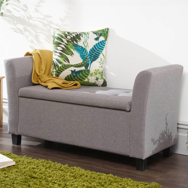 GFW Verona Grey Upholstered Window Seat - Size: 41 x 107 x 56cm - Wilko - image 1