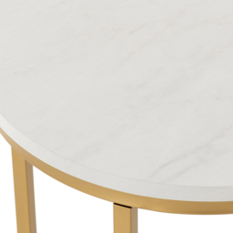 Seconique Dallas Marble and Gold Effect Side Table - Size: 40 x 40 x 61cm - White - Wilko - thumbnail 4