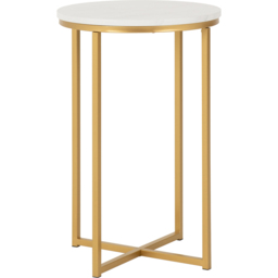 Seconique Dallas Marble and Gold Effect Side Table - Size: 40 x 40 x 61cm - White - Wilko - thumbnail 3