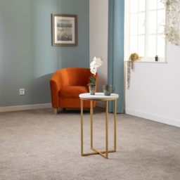 Seconique Dallas Marble and Gold Effect Side Table - Size: 40 x 40 x 61cm - White - Wilko - thumbnail 6