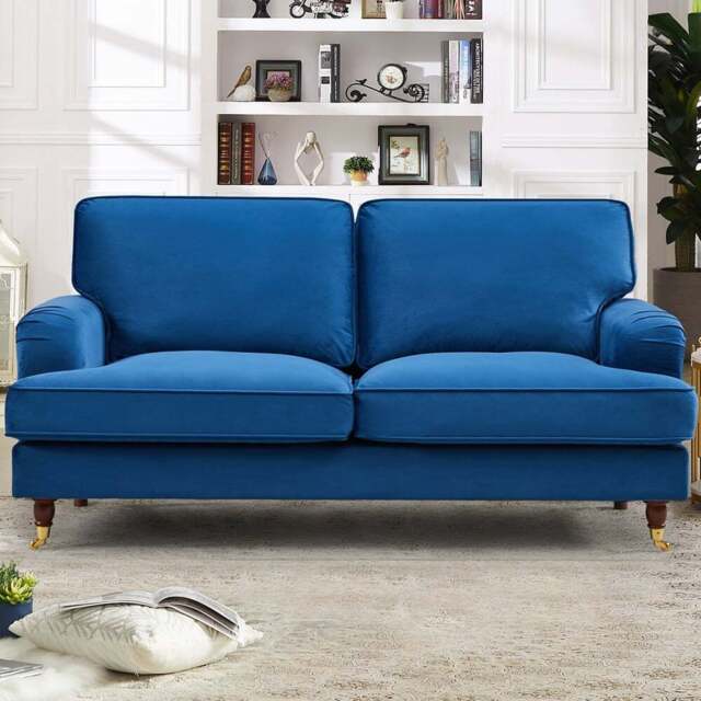 Woodbury 2 Seater Blue Velvet Sofa - Artemis Home - Wilko - image 1