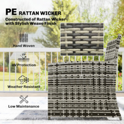 Outsunny 2 Seater Grey Rattan Garden Sofa Set - Wilko - thumbnail 6