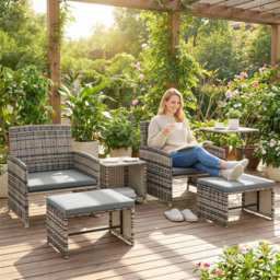 Outsunny 2 Seater Grey Rattan Garden Sofa Set - Wilko