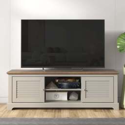 GFW Salcombe 2 Door 2 Shelf Light Grey TV Unit - Size: 39.8 x 150 x 50.4cm - Wilko - thumbnail 1