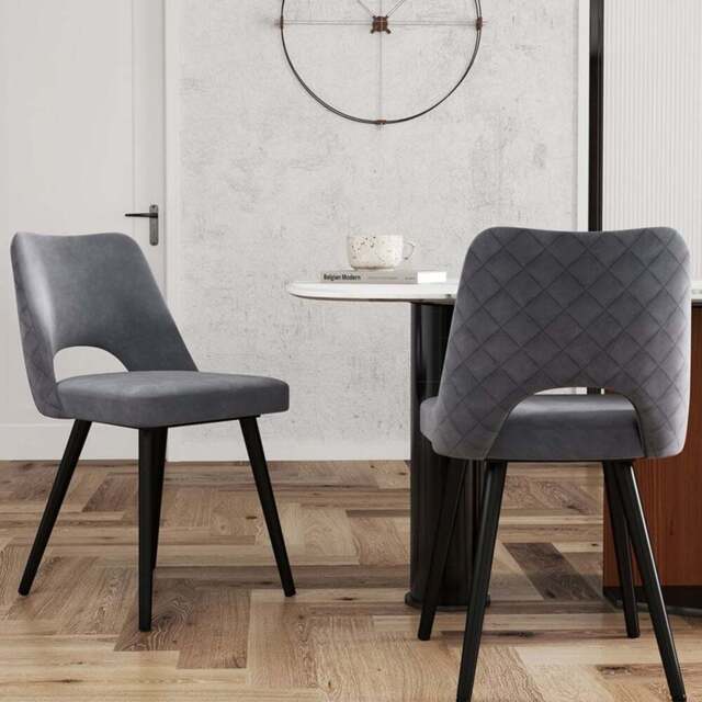Costway Set of 2 Grey High density Sponge Cushion Upholstered Dining Chairs - Wilko - image 1