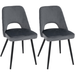 Costway Set of 2 Grey High density Sponge Cushion Upholstered Dining Chairs - Wilko - thumbnail 3