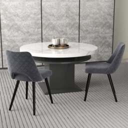 Costway Set of 2 Grey High density Sponge Cushion Upholstered Dining Chairs - Wilko - thumbnail 4