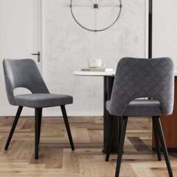 Costway Set of 2 Grey High density Sponge Cushion Upholstered Dining Chairs - Wilko